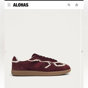 ALOHAS Crochet Burgundy Leather Sneakers